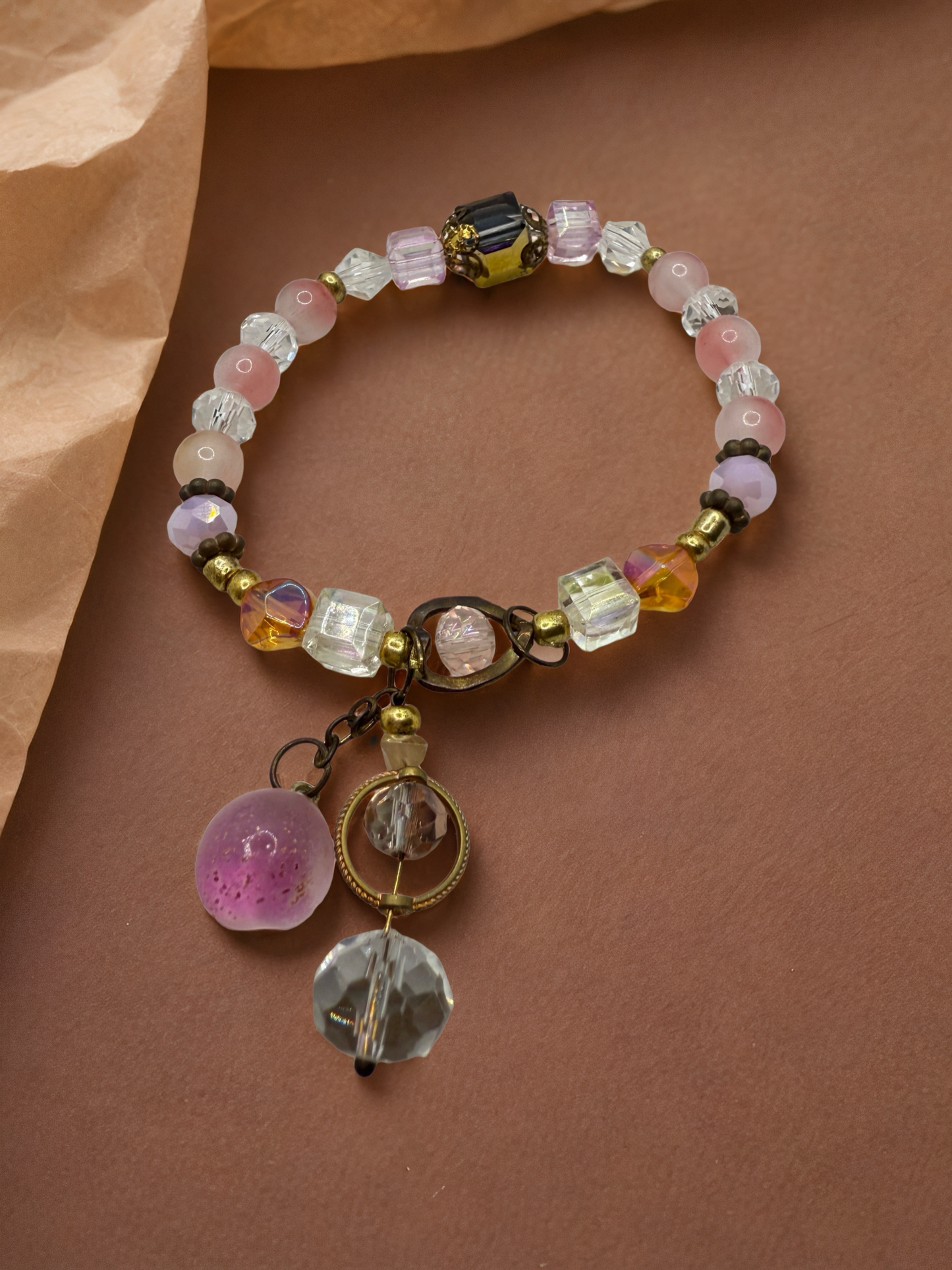 Soft Pink and Nude Beaded Bracelet