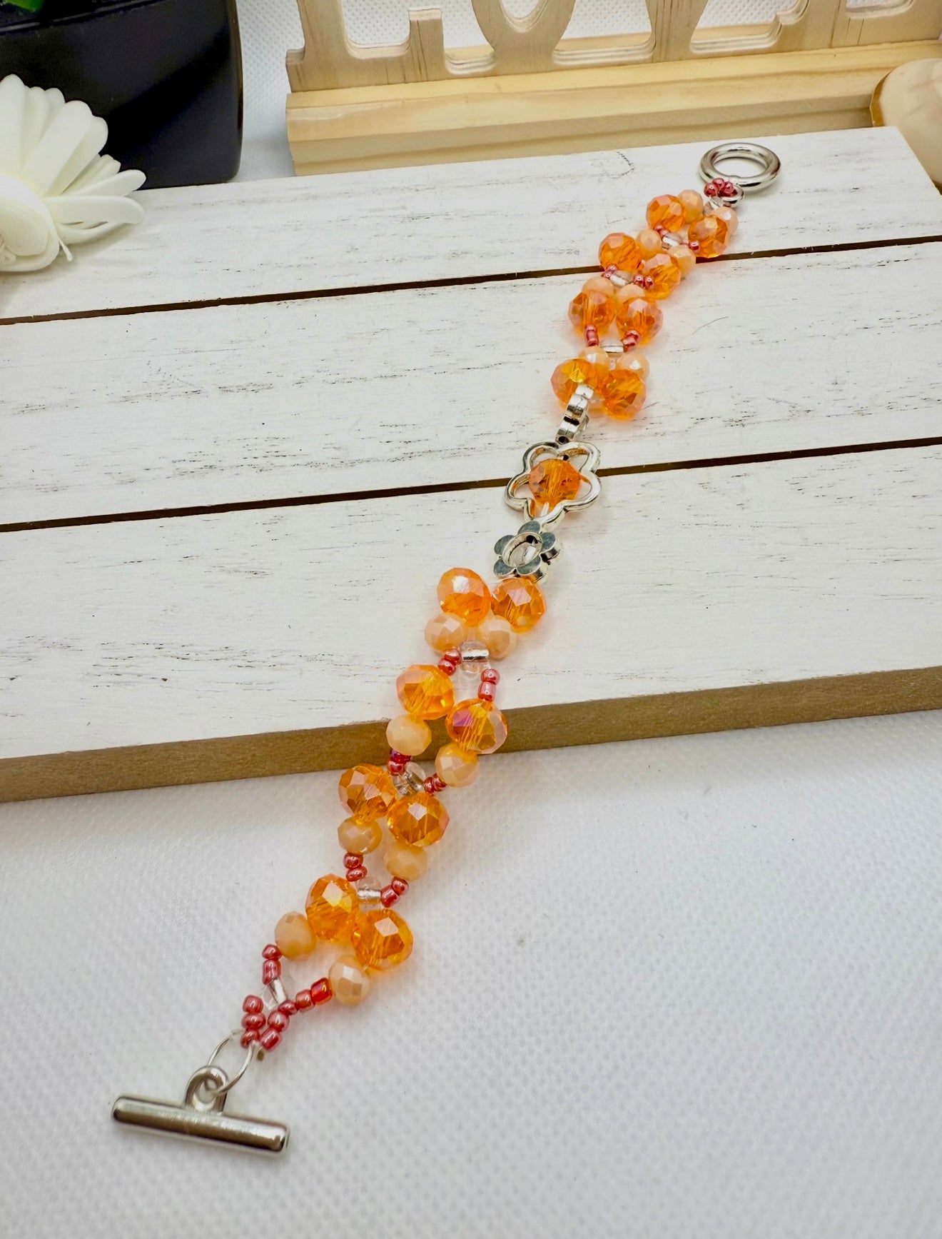 Sweet Orange Silver metal Flower charms