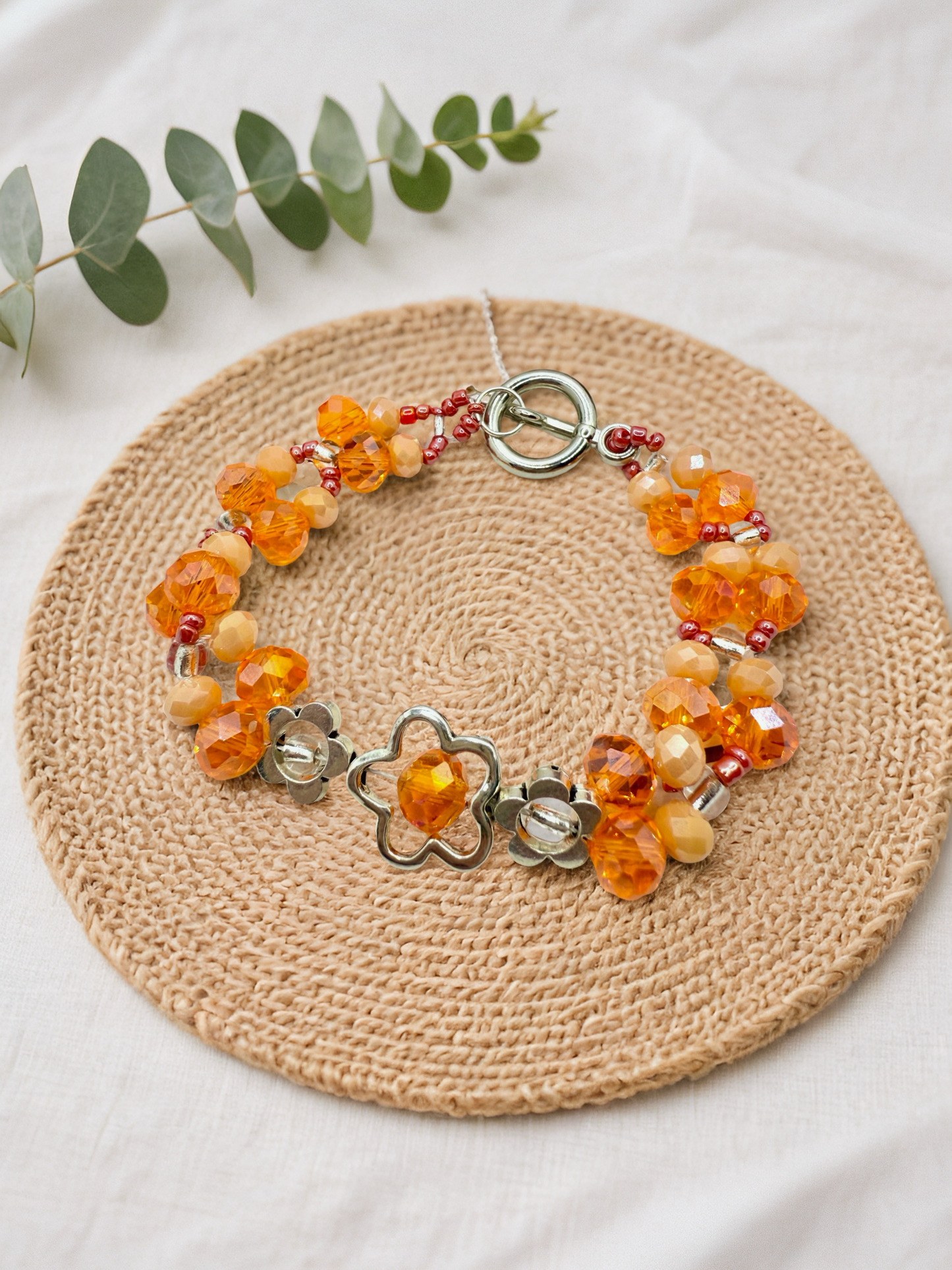 Sweet Orange Silver metal Flower charms