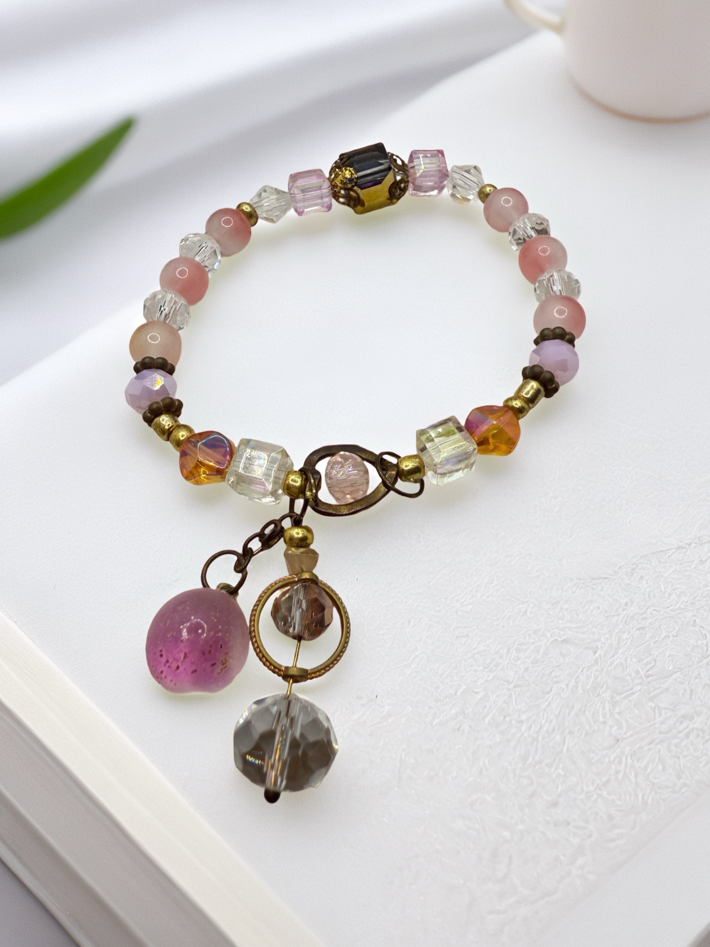 Soft Pink and Nude Beaded Bracelet