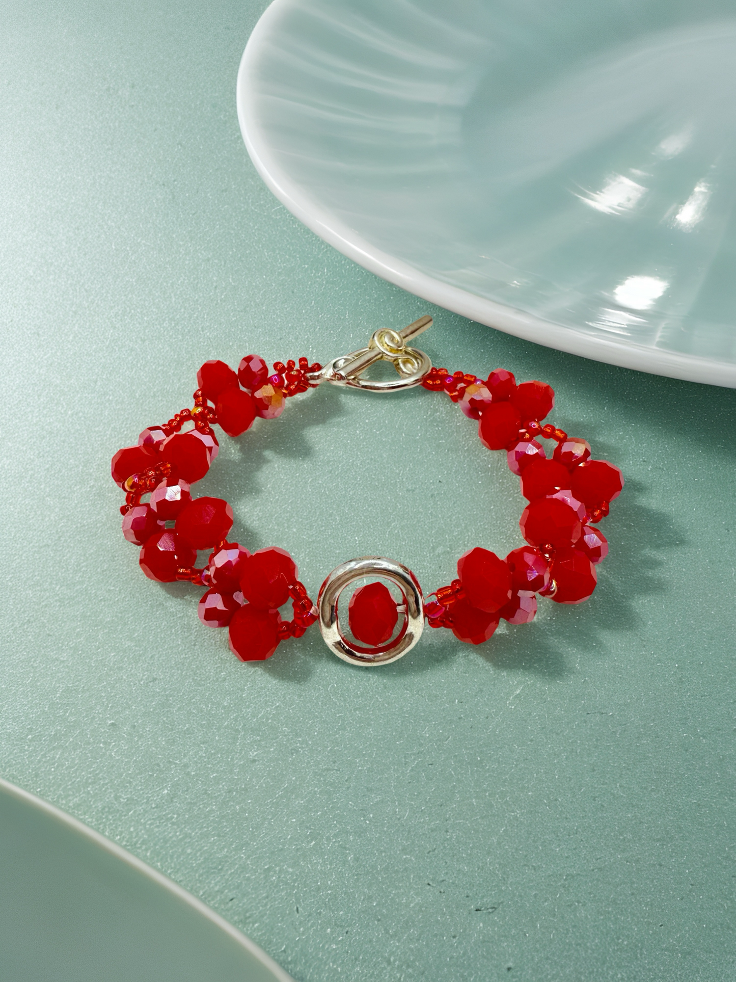 Flaming red glass beads