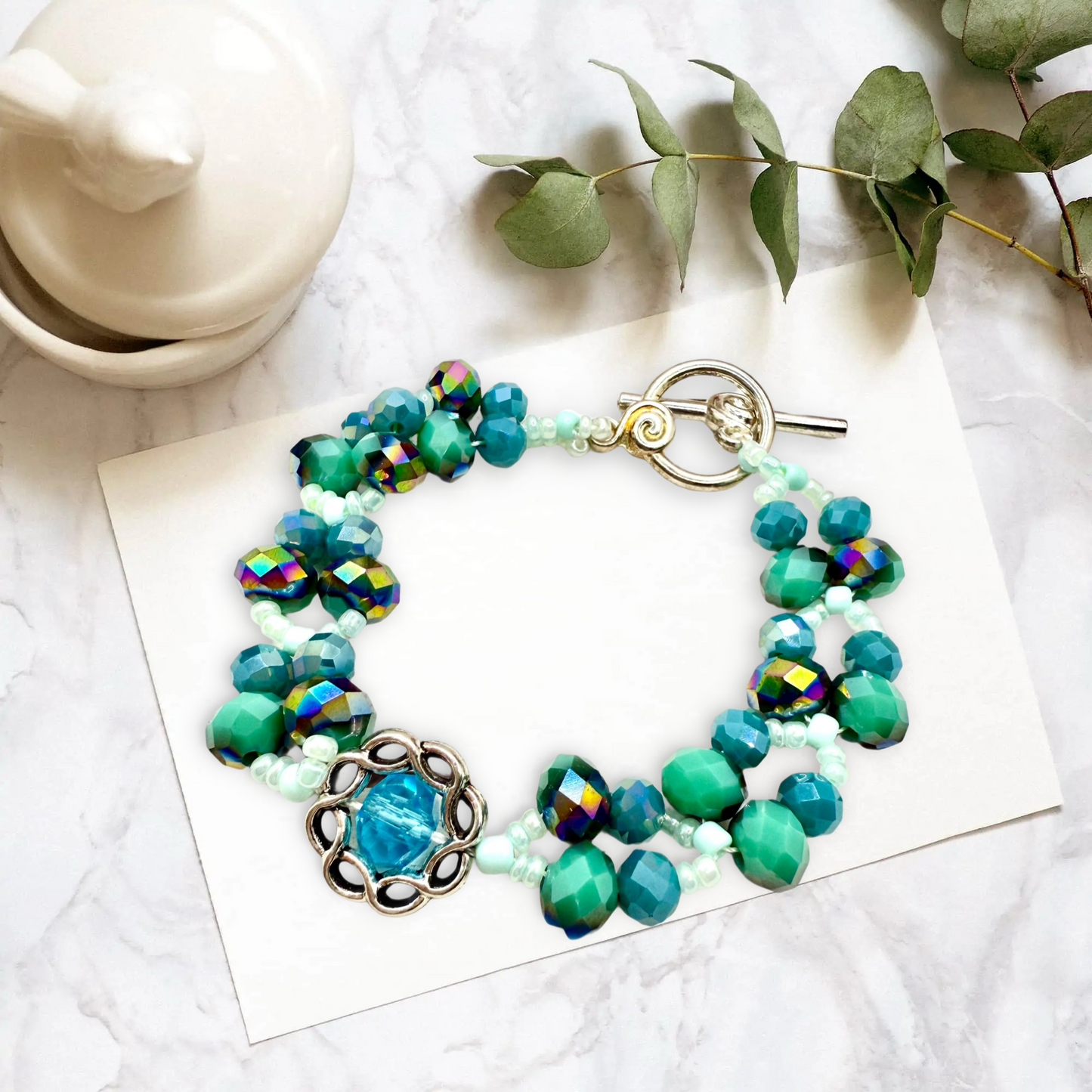Turquoise glass beads
