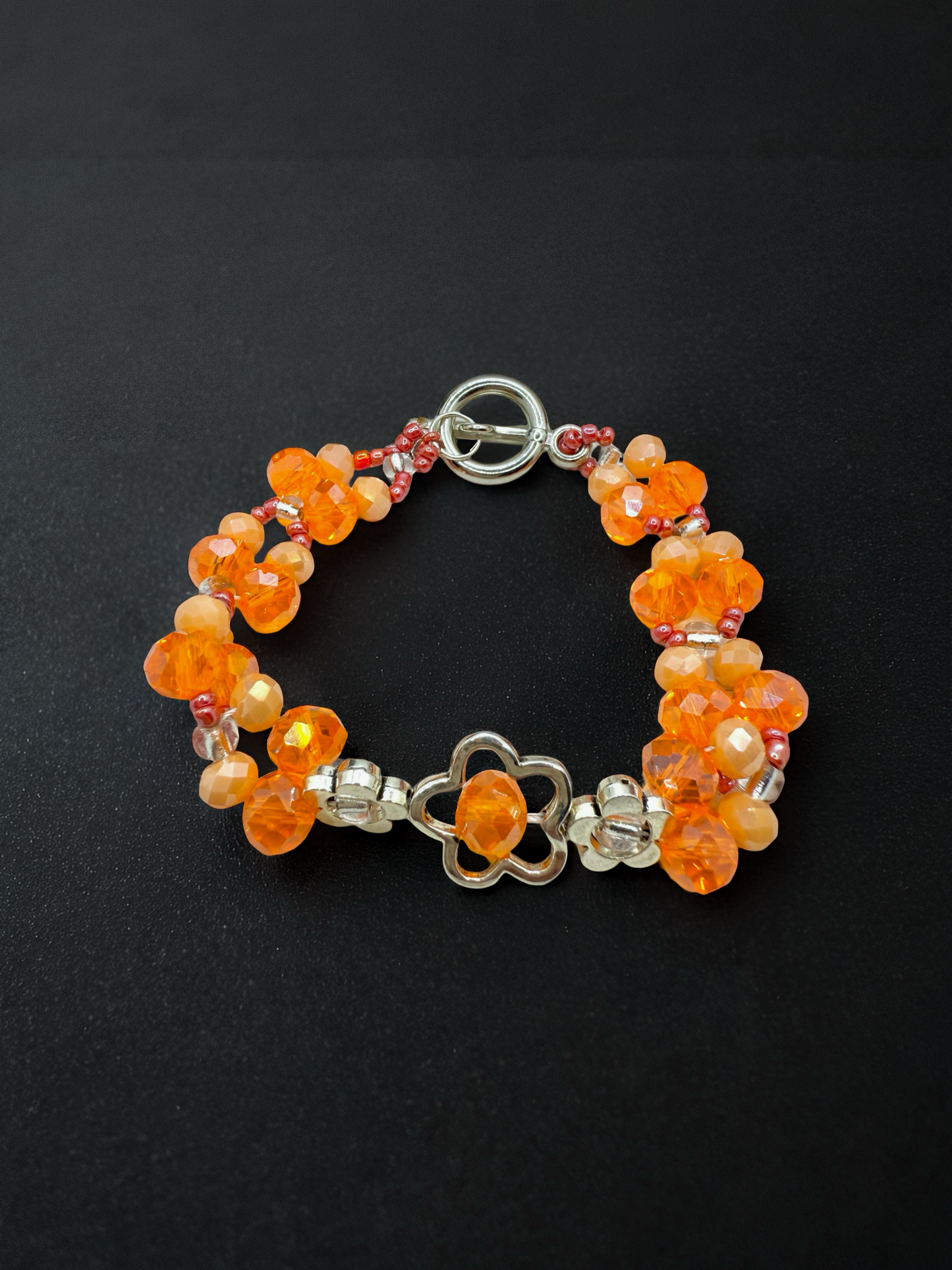 Sweet Orange Silver metal Flower charms