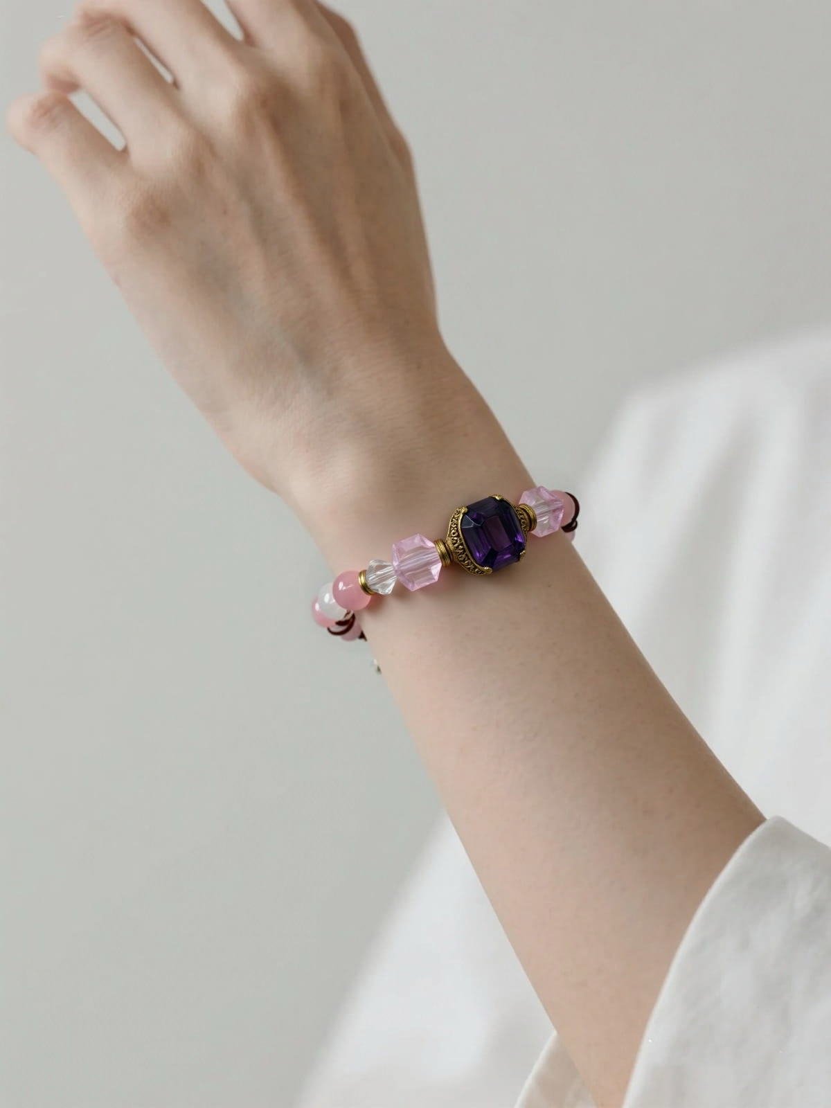 Soft Pink and Nude Beaded Bracelet