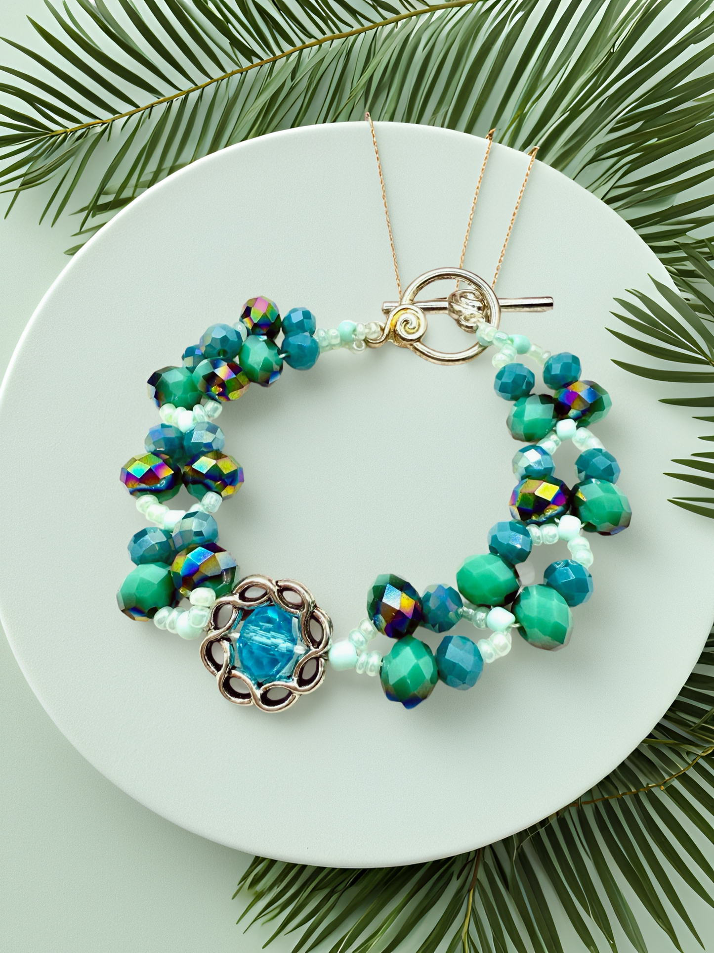 Turquoise glass beads