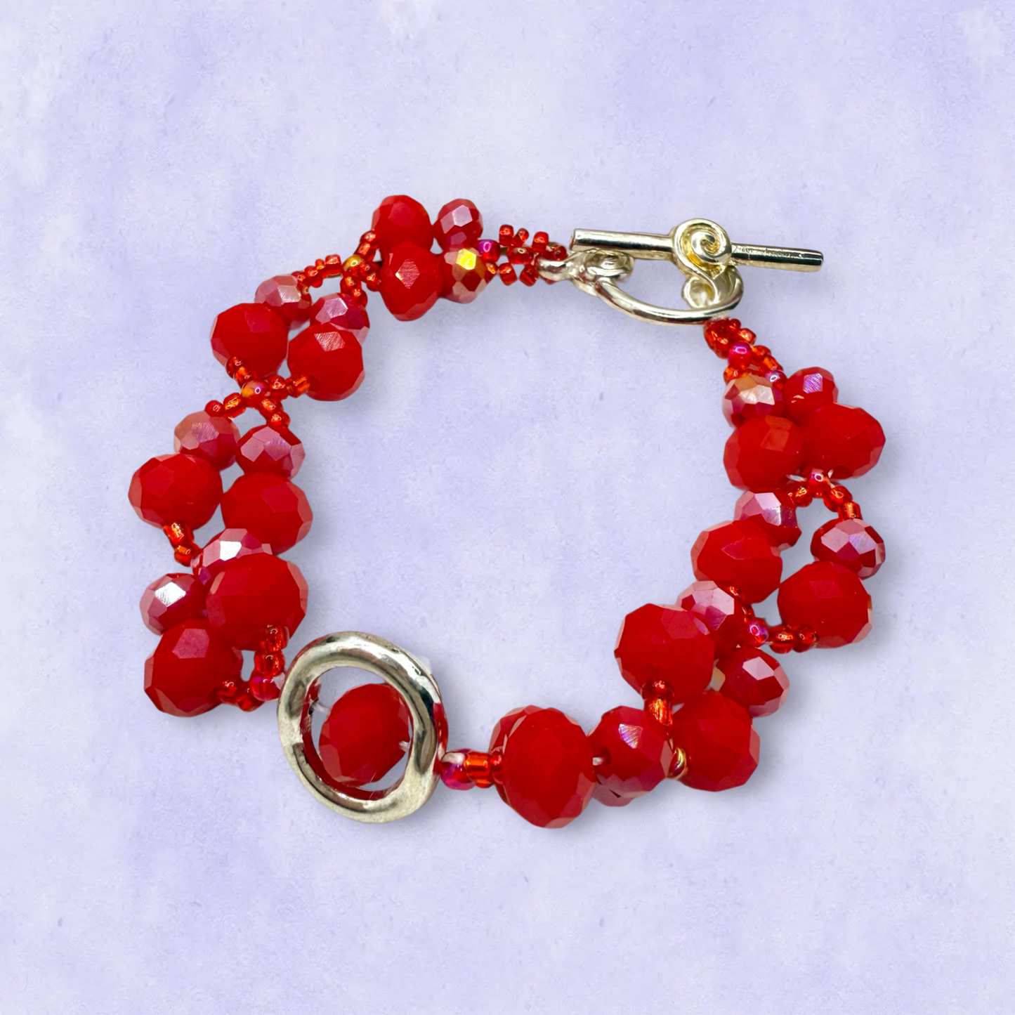 Flaming red glass beads