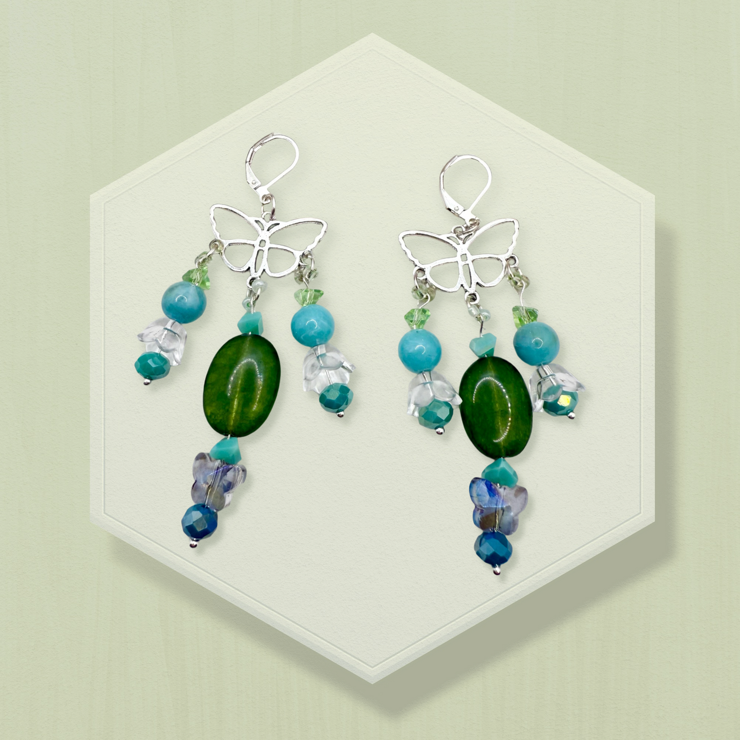 Lavish Green beaded Drop earrings