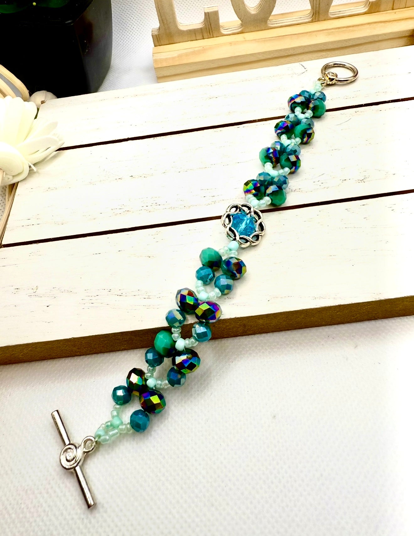 Turquoise glass beads