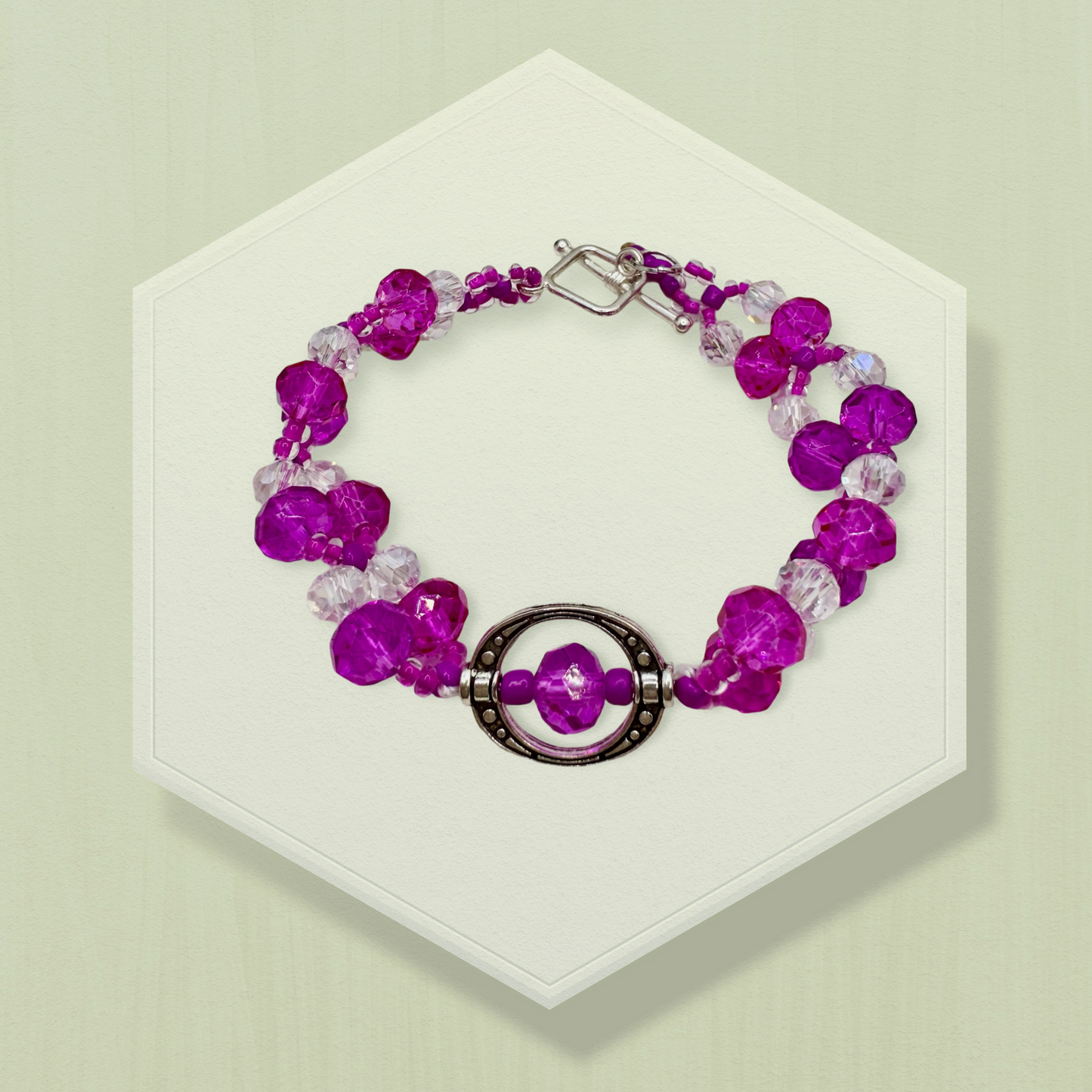 Purple and White Cystal glass beads bracelet