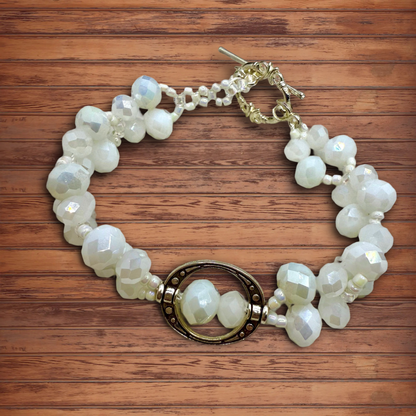 Pure White Glass beads with Antique silver hollow charms
