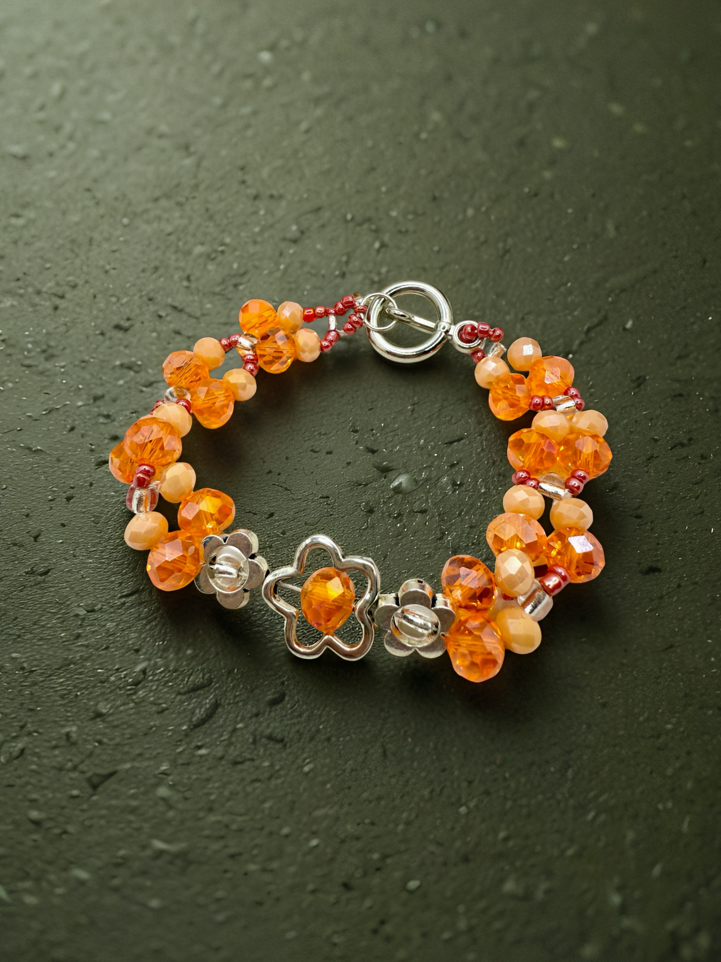 Sweet Orange Silver metal Flower charms