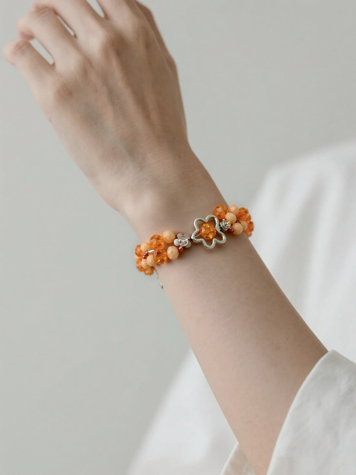 Sweet Orange Silver metal Flower charms
