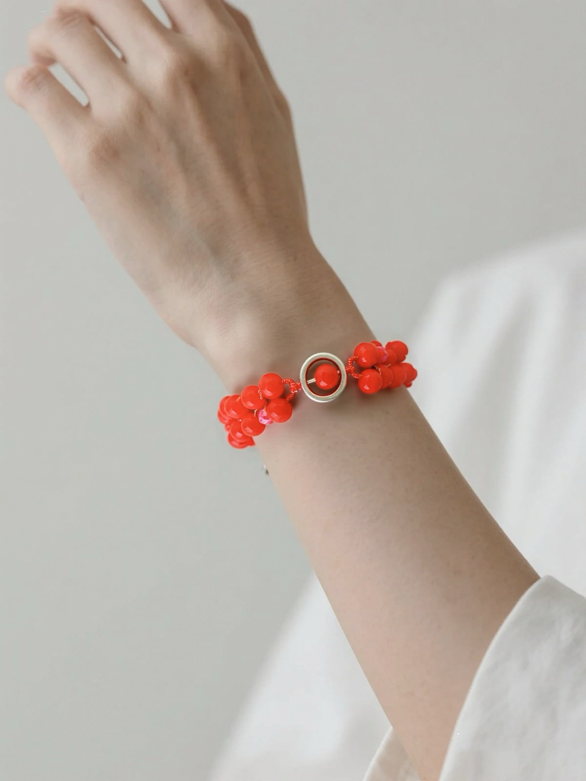 Flaming red glass beads