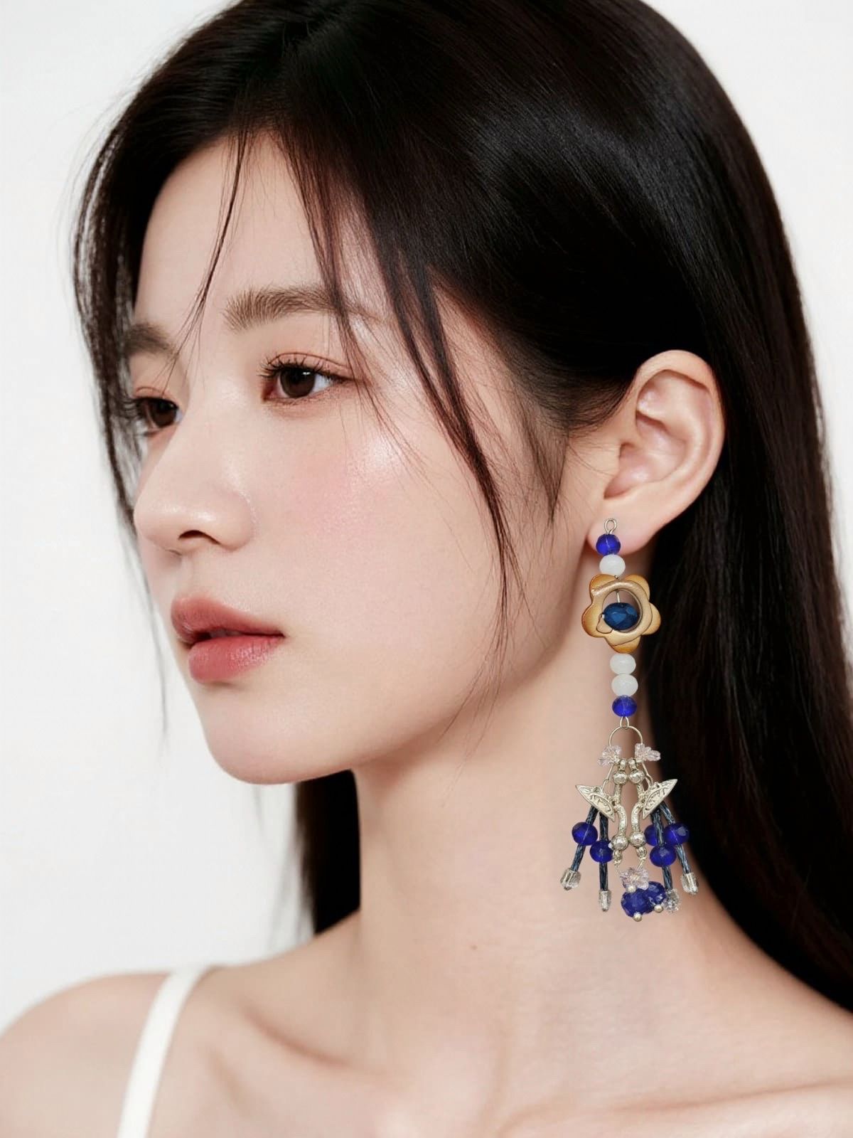 Blue Royalty beaded Hook earrings