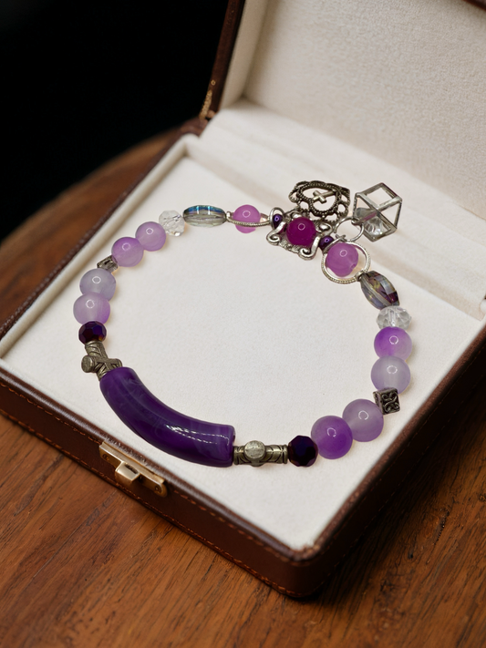 Purple Heart Sequence Beaded Bracelet