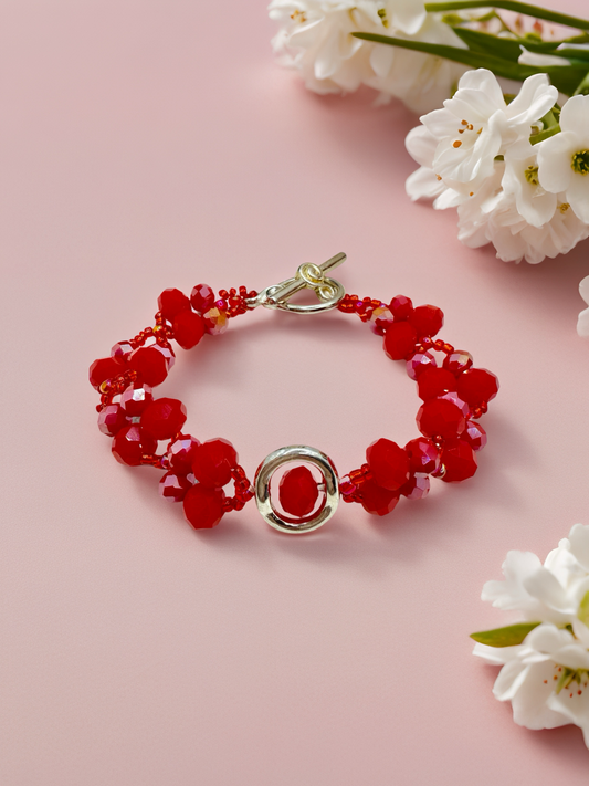 Flaming red glass beads
