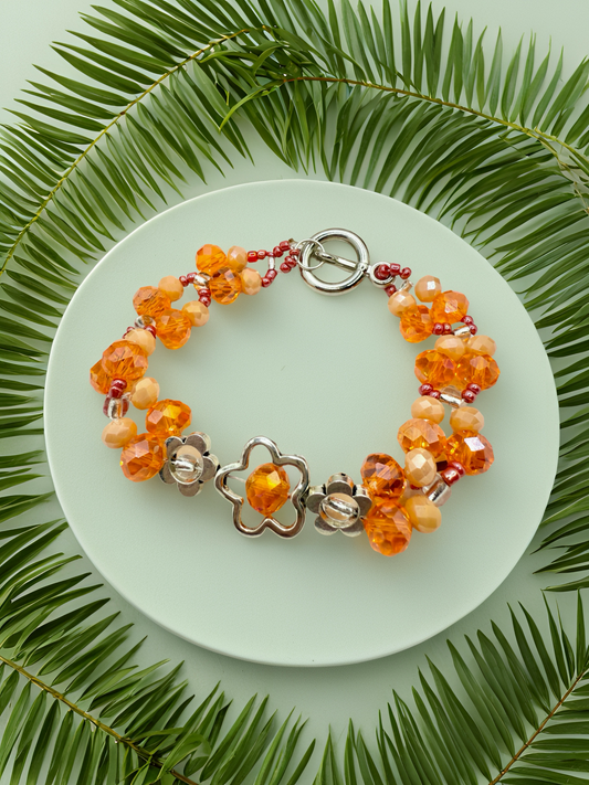Sweet Orange Silver metal Flower charms