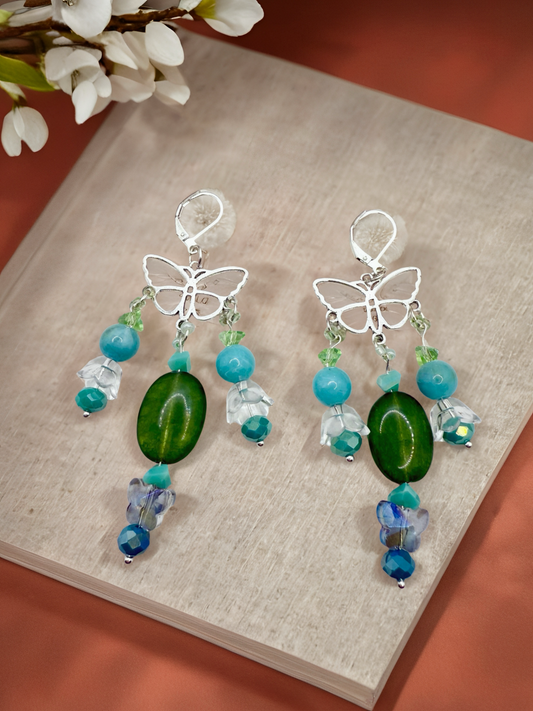 Lavish Green beaded Drop earrings